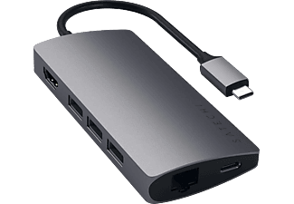 SATECHI Alumínium Type-C Multi-Port adapter V2, HDMI 4K, 3x USB 3.0, MicroSD, LAN, asztroszürke (ST-TCMA2M)