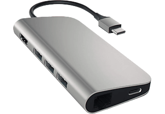 SATECHI Aluminium Type-C Multi-Port adapter, HDMI 4K, 3x USB 3.0, MicroSD, LAN, asztroszürke (ST-TCMAM)