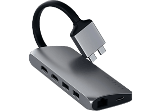 SATECHI Type-C Dual Multimedia Adapter, 2x HDMI, 2x USB 3.0, LAN, MicroSD, asztroszürke (ST-TCDMMAM)