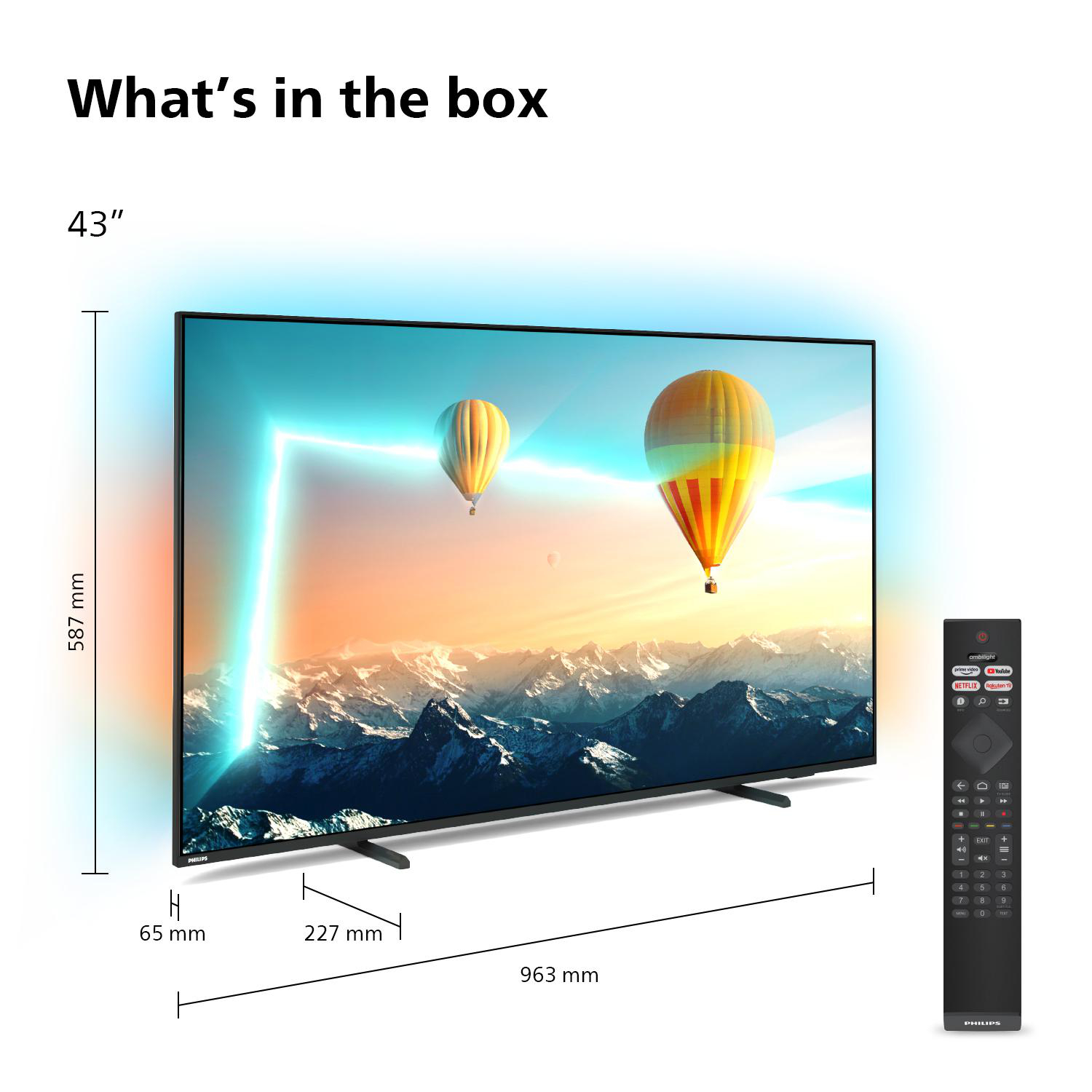 PHILIPS 43PUS8007/12 LED TV (Flat, 43 Zoll / 108 cm, UHD 4K, SMART TV, Ambilight, Android TV™ 11 (R))