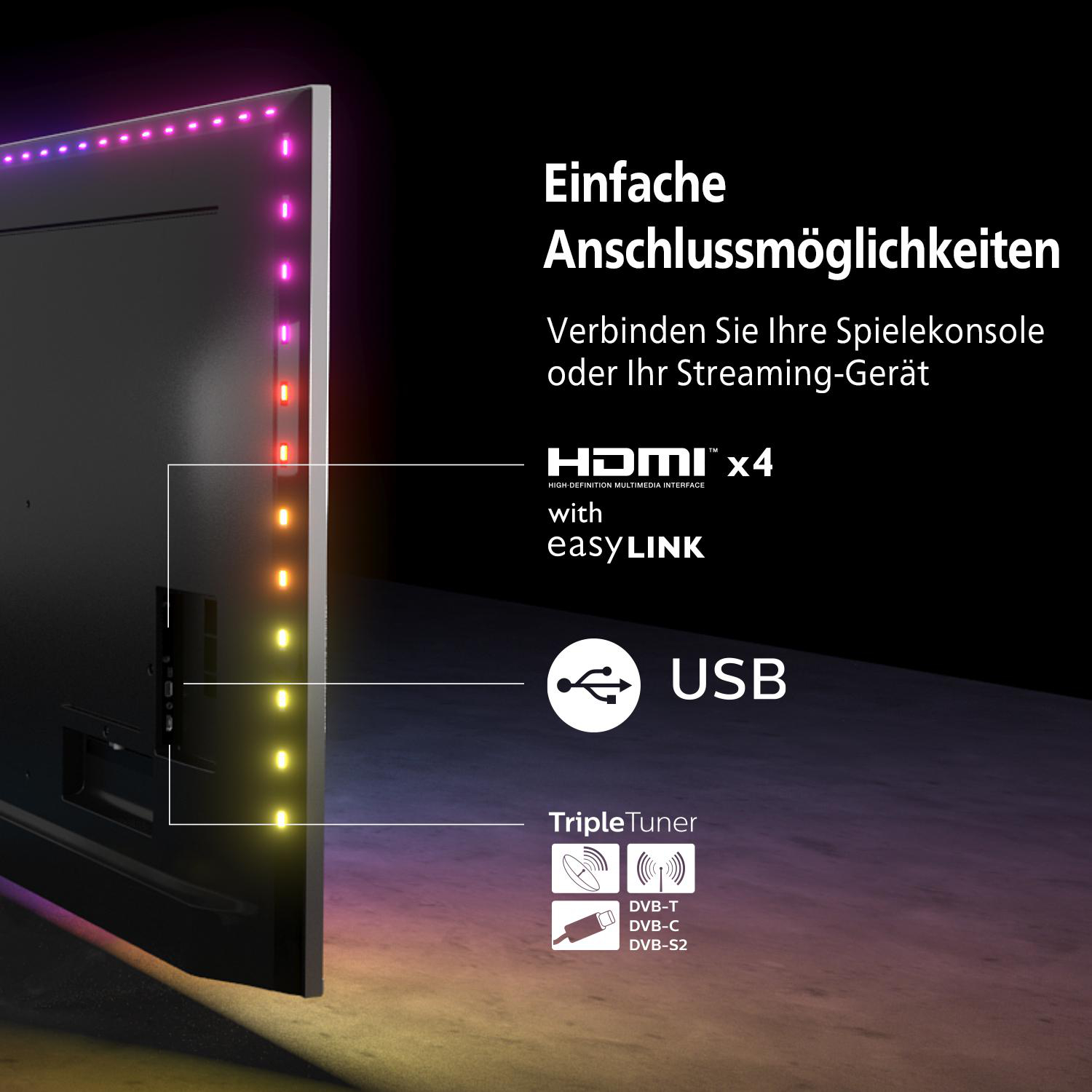 PHILIPS 70PUS8007/12 LED TV (Flat, 70 Zoll / 177 cm, UHD 4K, SMART TV, Ambilight, Android TV™ 11 (R))
