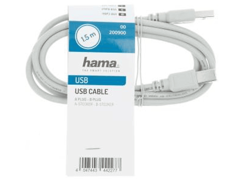 HAMA USB 2.0 A Fiş - B Fiş 1.5m Yazıcı Kablosu Gri_2