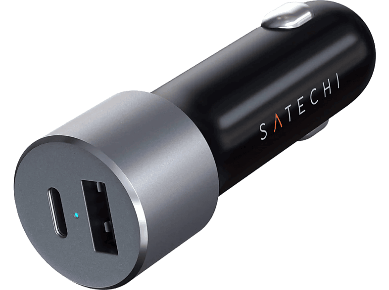 SATECHI Autós szivargyújtó adapter, 1x USB Type-C max 60w, USB-A 12w, asztroszürke (ST-TCPDCCM)