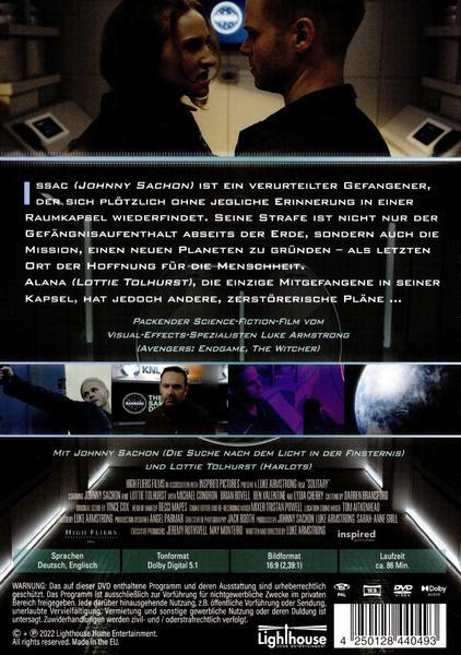 DVD-Cover mit zwei Personen und Text. Die Rückseite einer DVD-Hülle.