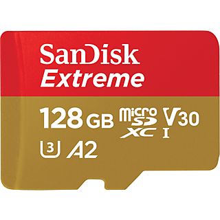 SANDISK Extreme (UHS-I) - Scheda di memoria micro SDXC  (128 GB, 190 MB/s, Rosso /Oro)