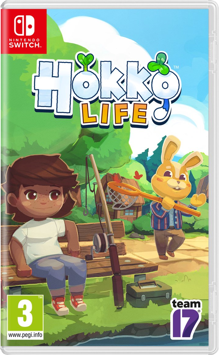 Gamecover: Een jongen en een konijn vissen, de titel van de game staat bovenaan.
