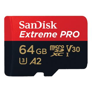 SANDISK Extreme PRO (UHS-I) - Micro-SDXC-Speicherkarte  (64 GB, 200 MB/s, Rot/Schwarz)