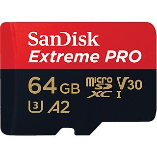 SANDISK Extreme PRO (UHS-I) - Carte mémoire Micro SDXC (64 Go, 200 Mo/s, rouge/noir)