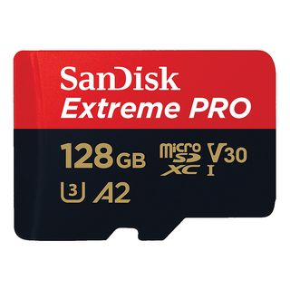 SANDISK Extreme PRO (UHS-I) - Micro-SDXC-Speicherkarte  (128 GB, 200 MB/s, Rot/Schwarz)