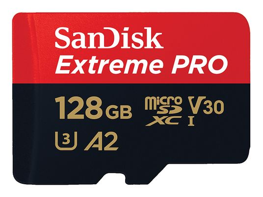 SANDISK Extreme PRO (UHS-I) - Carte mémoire Micro SDXC (128 Go, 200 Mo/s, rouge/noir)