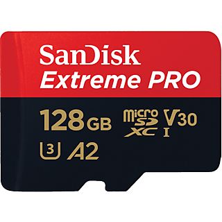 SANDISK Extreme PRO (UHS-I) - Scheda di memoria micro SDXC  (128 GB, 200 MB/s, Rosso/Nero)