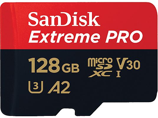 SANDISK Extreme PRO (UHS-I) - Carte mémoire Micro SDXC  (128 GB, 200 MB/s, Rouge/Noir)