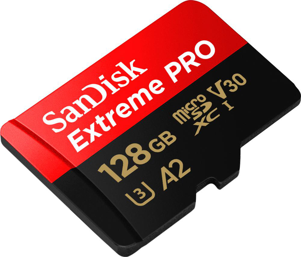 SANDISK Extreme PRO (UHS-I) - Carte mémoire Micro SDXC  (128 GB, 200 MB/s, Rouge/Noir)