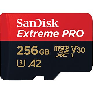 SANDISK Extreme PRO (UHS-I) - Micro-SDXC-Speicherkarte  (256 GB, 200 MB/s, Rot/Schwarz)