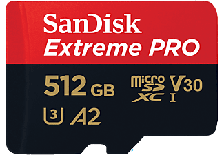 SANDISK Extreme PRO (UHS-I) - Carte mémoire Micro SDXC  (512 GB, 200 MB/s, Rouge/Noir)