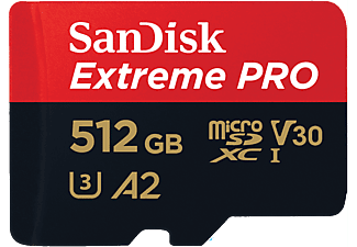 SANDISK Extreme PRO (UHS-I) - Scheda di memoria micro SDXC  (512 GB, 200 MB/s, Rosso/Nero)