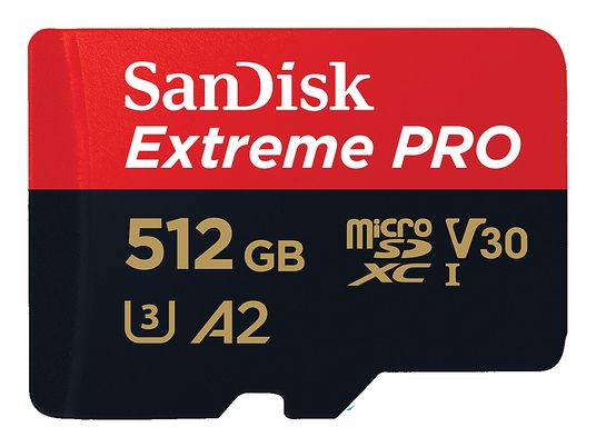 SANDISK Extreme PRO (UHS-I) - Micro-SDXC-Speicherkarte  (512 GB, 200 MB/s, Rot/Schwarz)