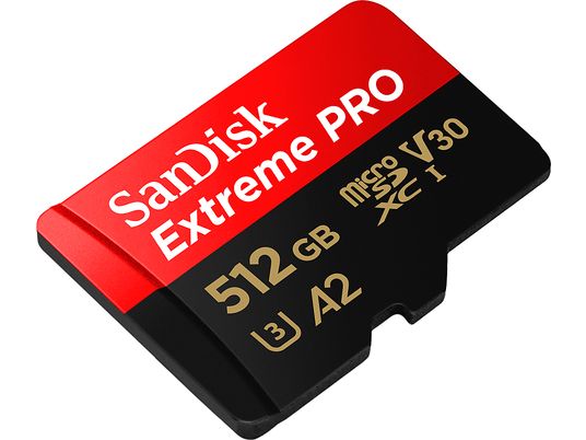 SANDISK Extreme PRO (UHS-I) - Carte mémoire Micro SDXC (512 Go, 200 Mo/s, rouge/noir)