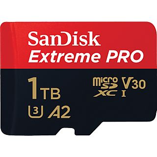 SANDISK Extreme PRO (UHS-I) - Micro-SDXC-Speicherkarte  (1 TB, 200 MB/s, Rot/Schwarz)
