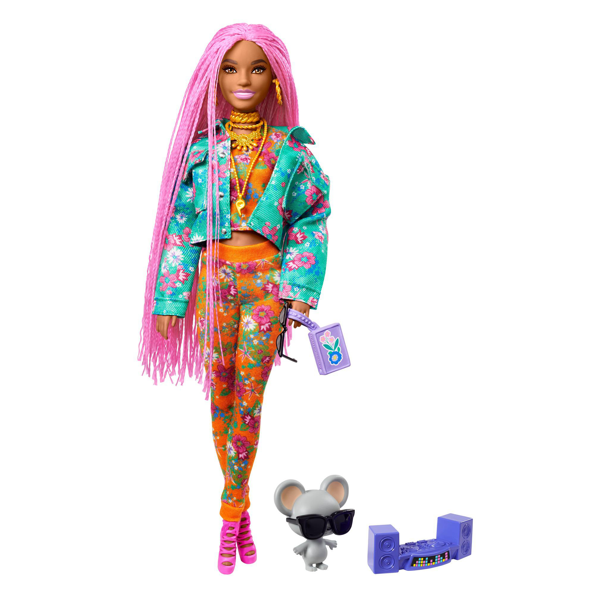 BARBIE Extra Puppe mit pinken Flechtzöpfen Spielzeugpuppe Mehrfarbig