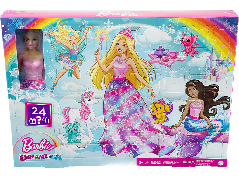MATTEL GAMES Barbie HGM66 Dreamtopia mit Barbie-Puppe und 24 Überraschungen, frei wählbare Türchen ohne Nummerierung Märchen Adventskalender Mehrfarbig
