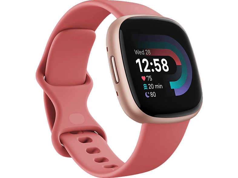 FITBIT Versa Aluminium Sand/Copper Pink S/L, Smartwatch 4 Elastomer, Rose