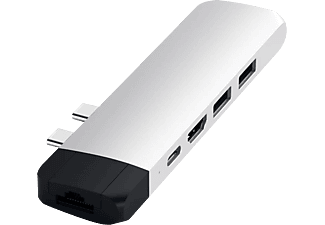 SATECHI Alumínium Type-C PRO Hub 1x HDMI 4K, PassThroughCharging, 1x USB3.0, 1xSD, LAN, ezüst (ST-TCPHES)