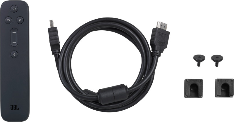 Une télécommande, un câble, des vis et des supports.