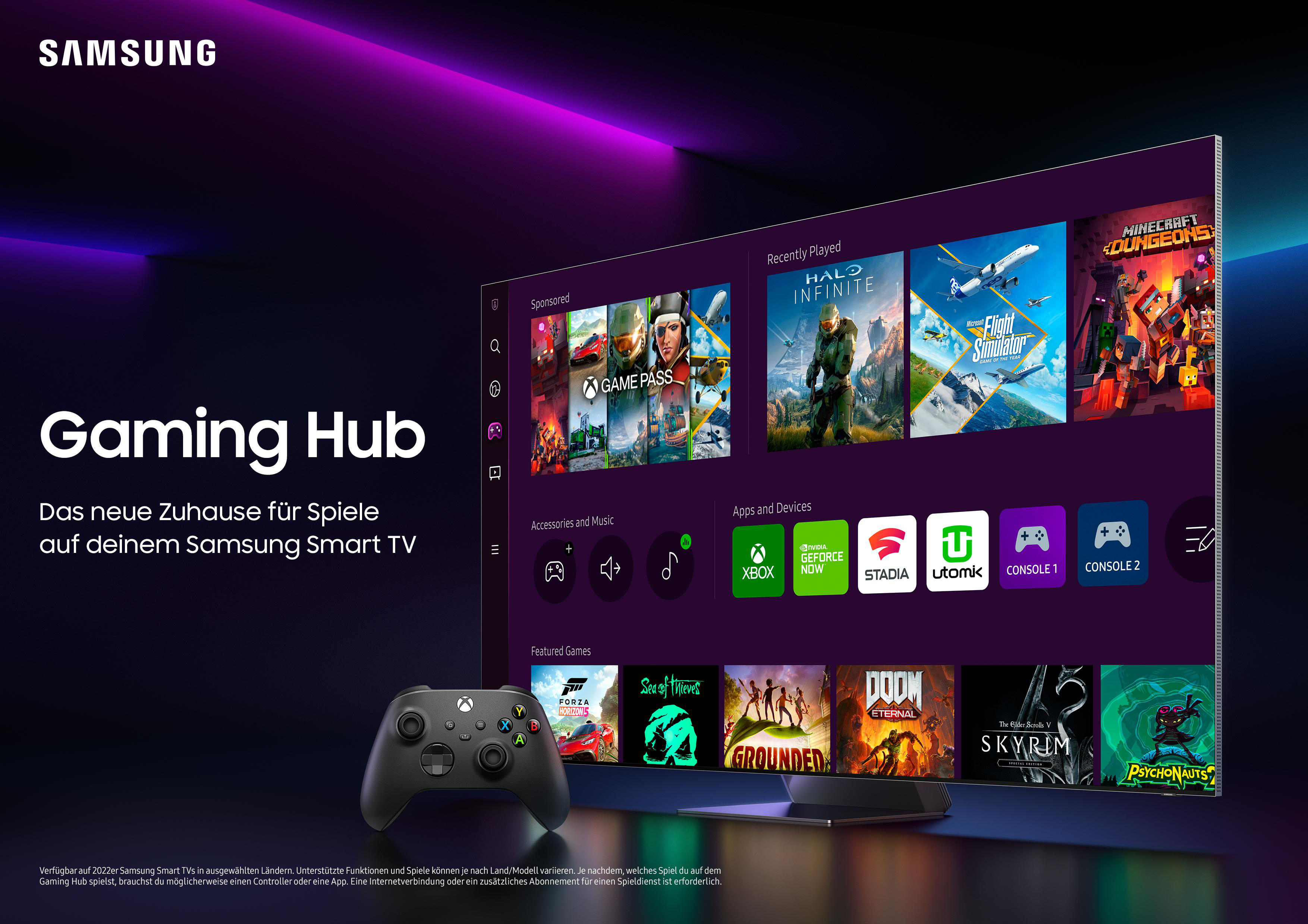 Hub) mit Zoll UHD SAMSUNG GQ43LS05BAU QLED cm, (Flat, 43 TV, Gaming 108 4K, / Tizen™ Sero SMART TV The