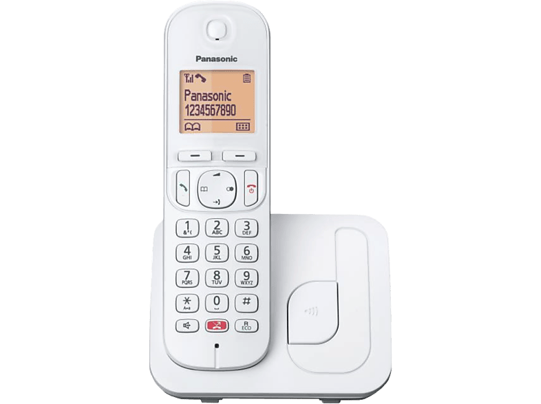 Teléfono - Panasonic KX-TGC250SP, Inalámbrico, 1.6", 50 contactos, Bloqueo llamada, Manos libres, Modo ECO, Hasta 18h, Blanco