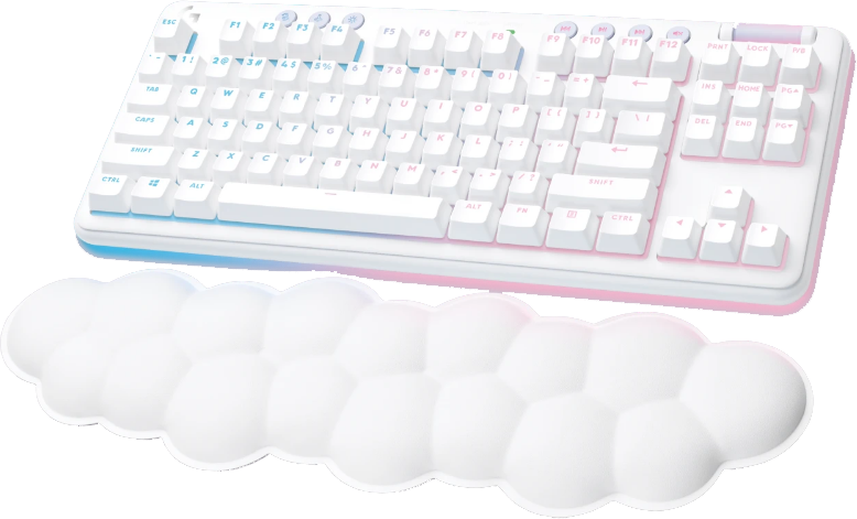 LOGITECH G715 vezeték nélküli gaming TKL billentyűzet, Linear kapcsoló, RGB, UK Angol, fehér (920-010690)