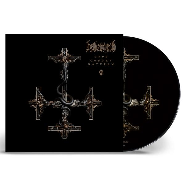 Behemoth album borítója. Fekete háttér, keresztek és egy CD.