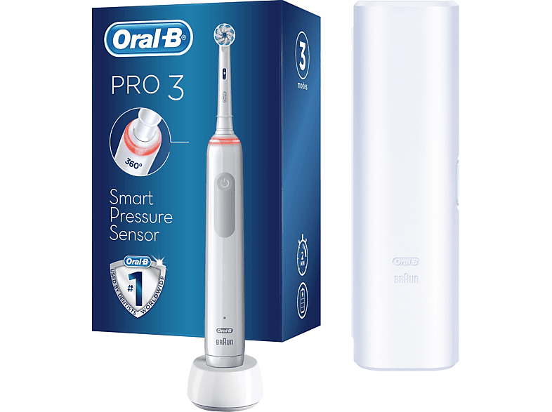 ORAL B Pro 3500 Beyaz Şarjlı Diş Fırçası + Seyahat Kabı_1