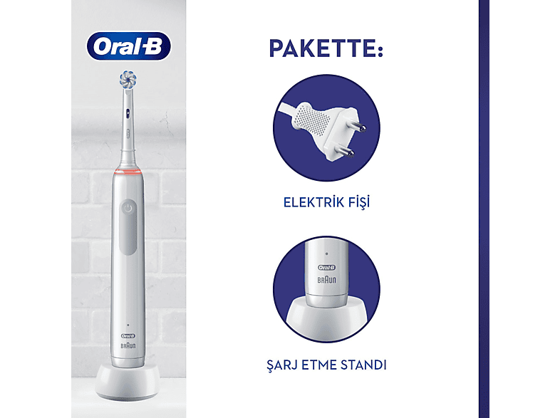 ORAL B Pro 3500 Beyaz Şarjlı Diş Fırçası + Seyahat Kabı_2