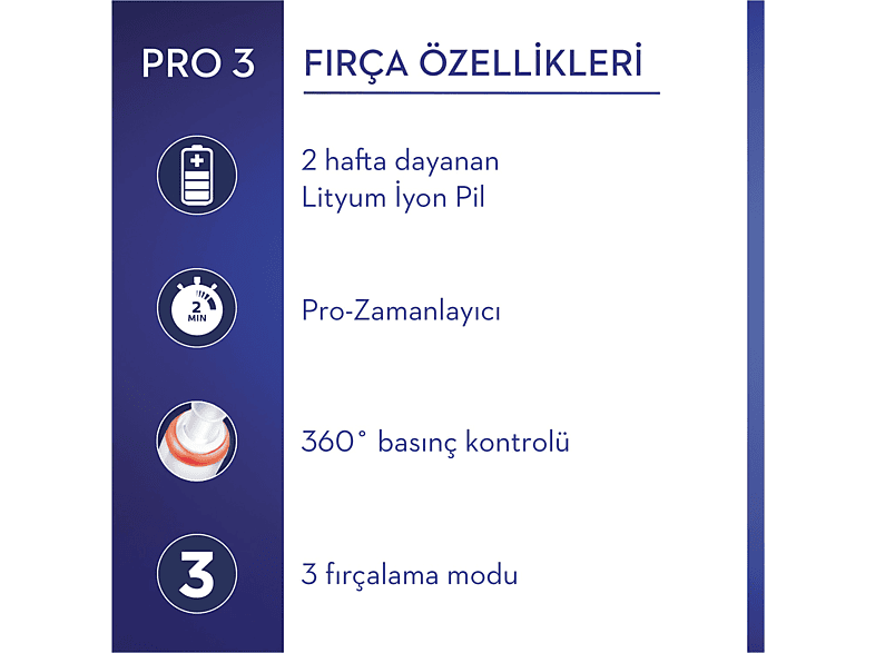 ORAL B Pro 3500 Beyaz Şarjlı Diş Fırçası + Seyahat Kabı_3