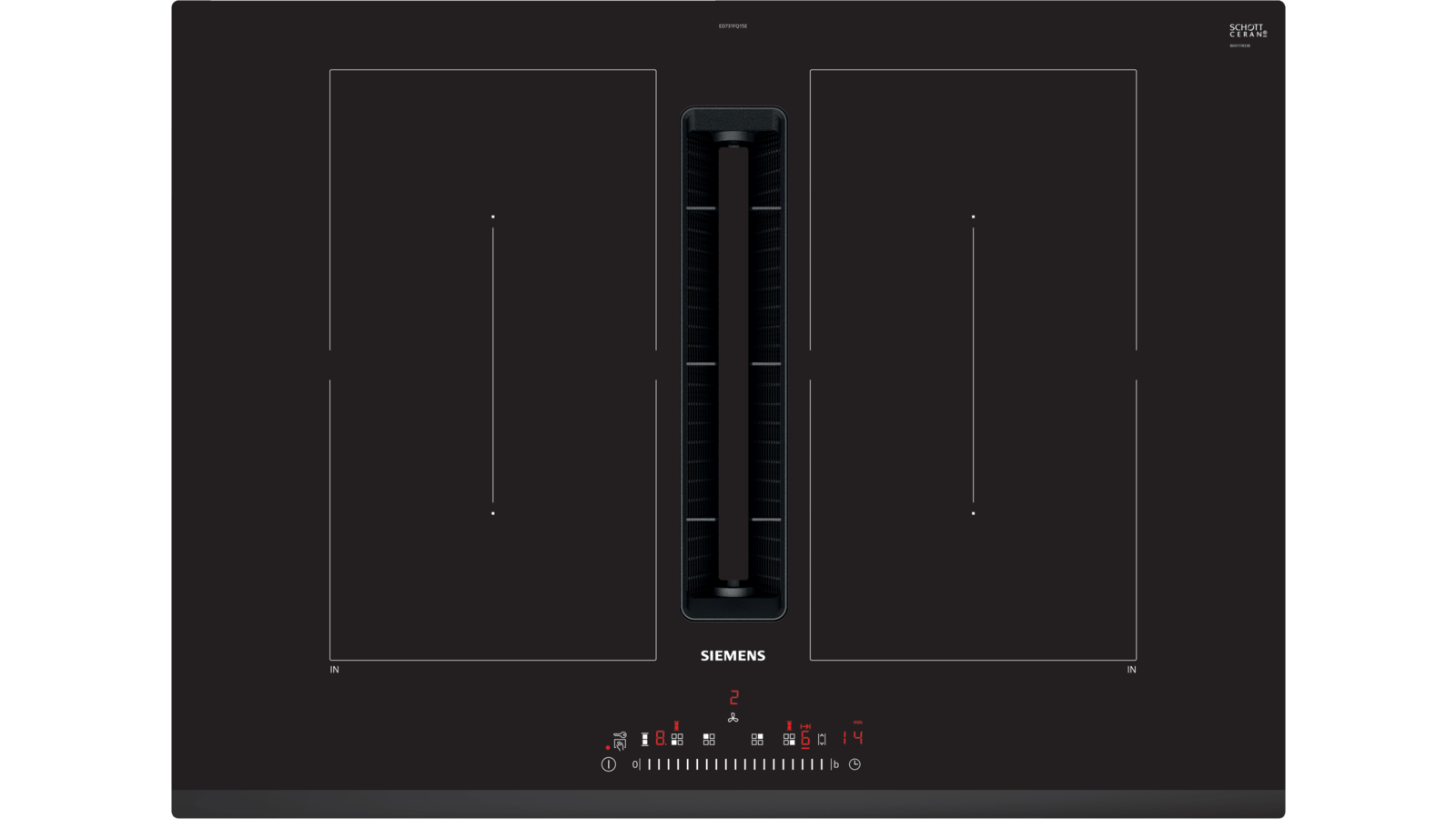 Encimera - Siemens ED731FQ15E, Eléctrica, Inducción, 4 zonas, 17 potencias, 38 cm, Negro