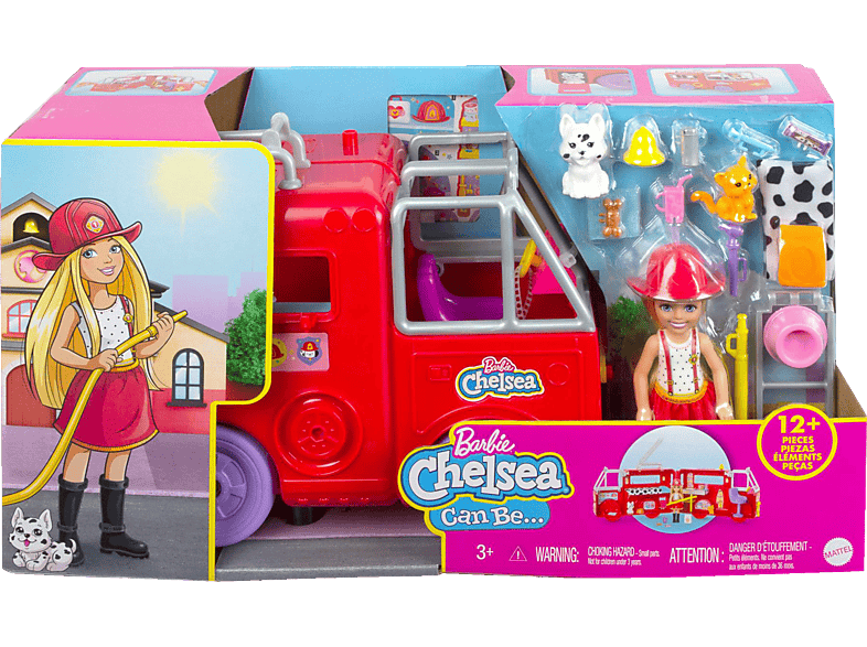 Feuerwehr Puppe Auto (blond) Spielset mit Mehrfarbig Chelsea BARBIE