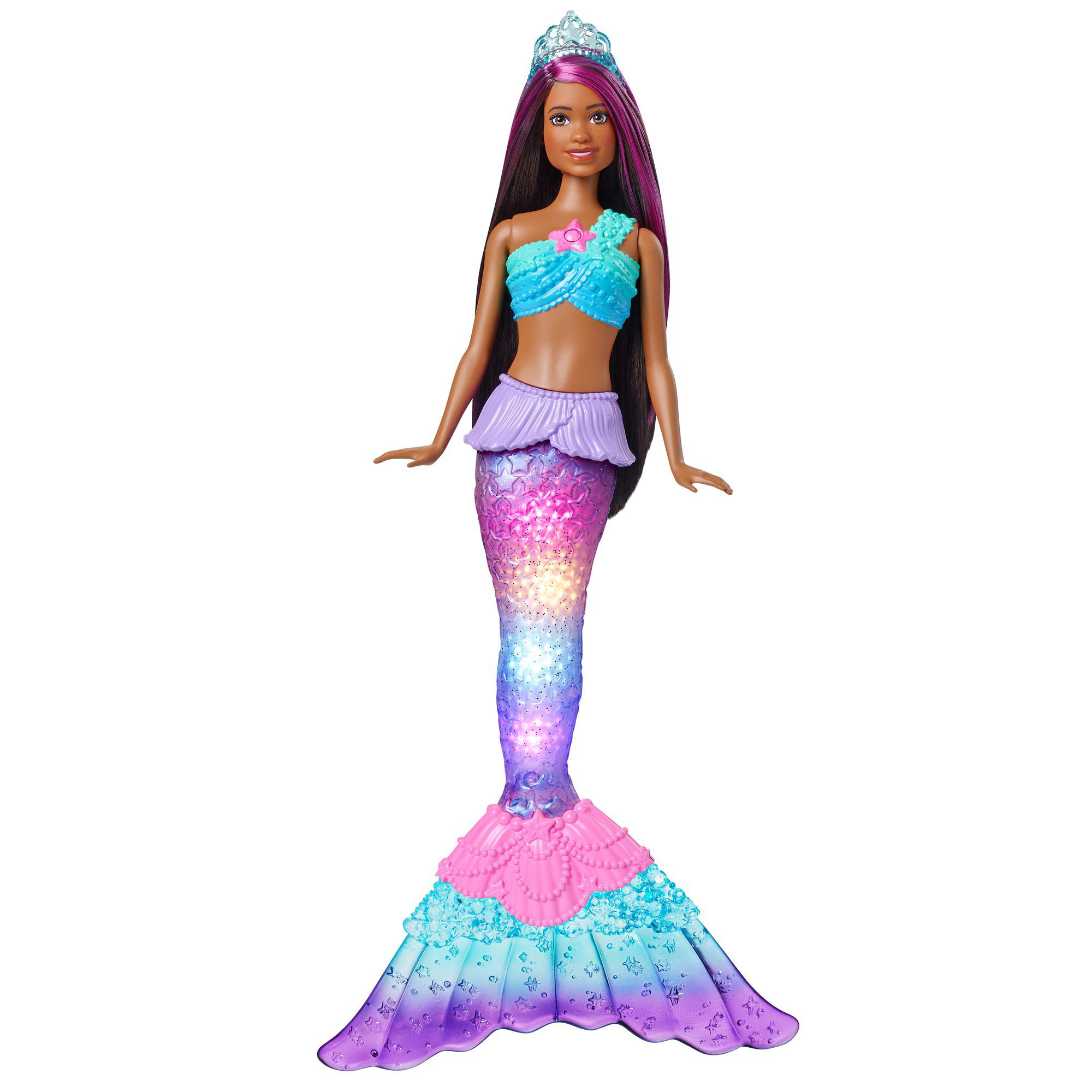 BARBIE Brooklyn Zauberlicht Meerjungfrau (leuchtet), Barbie Dreamtopia Spielzeugpuppe Mehrfarbig