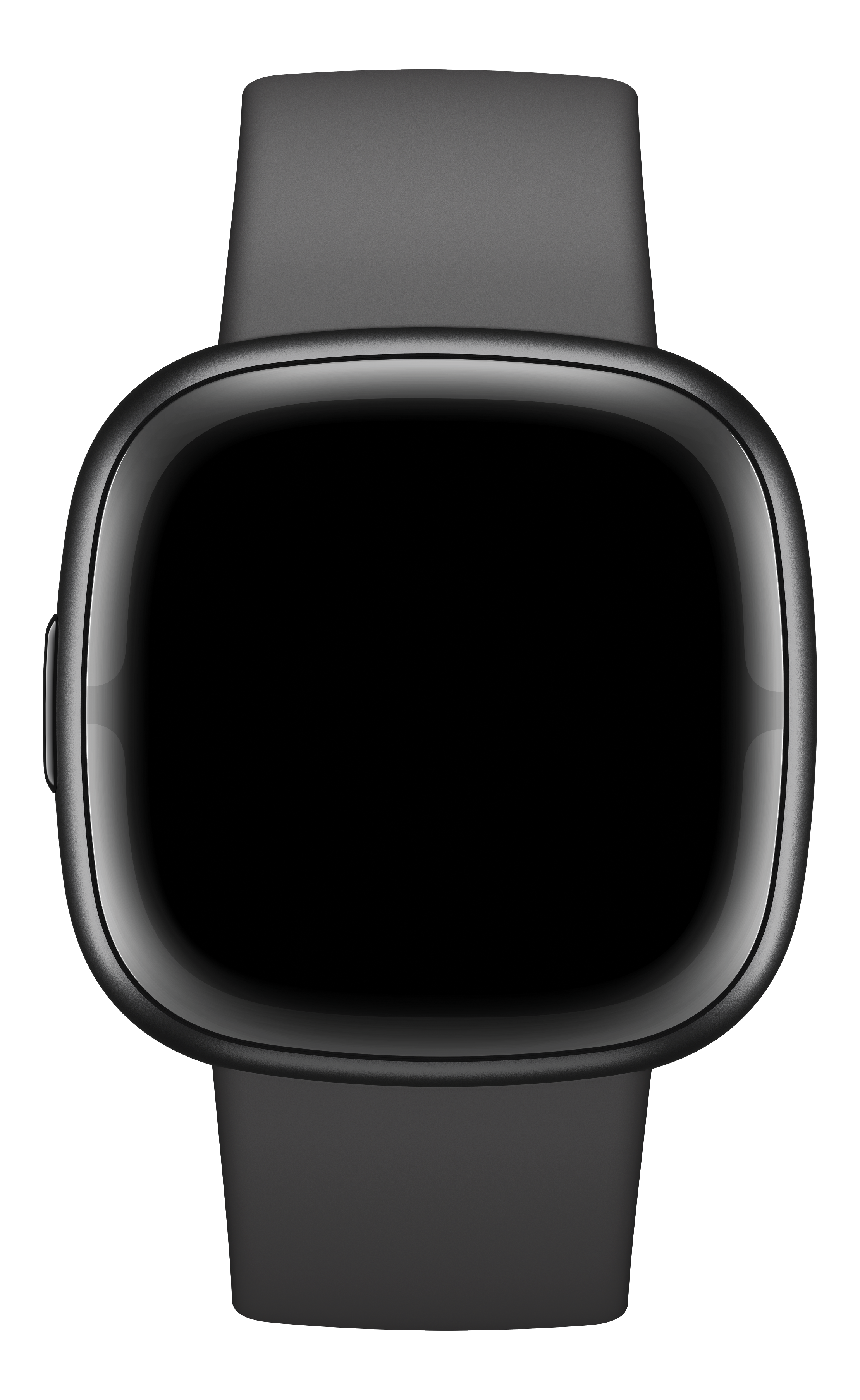 Une montre connectée noire sur fond noir.