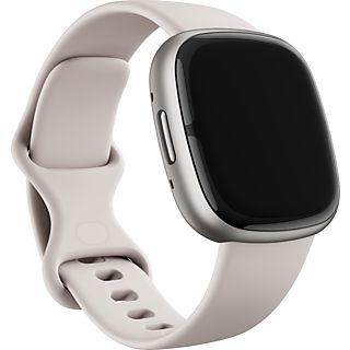 FITBIT Sense 2 - Montre connectée Fitness (S : 129 - 175 mm, L : 158 - 209 mm, -, Blanc lunaire / Platine)