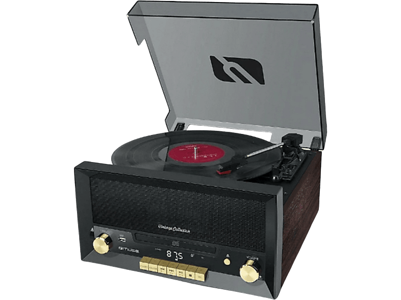 Muse MT-112 W, Retro, 3 Velocidades, Bluetooth, USB, FM, Marrón