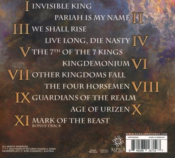 Albumcover mit Songtiteln in goldener Schrift.