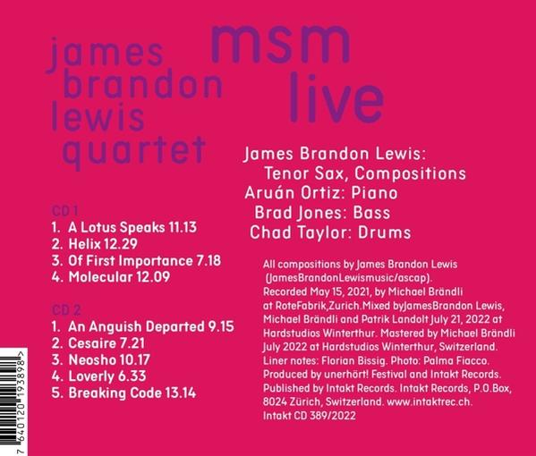 James Brandon Lewis Quartet - MSM: Molecular Systematic Music (Live)  - (CD)