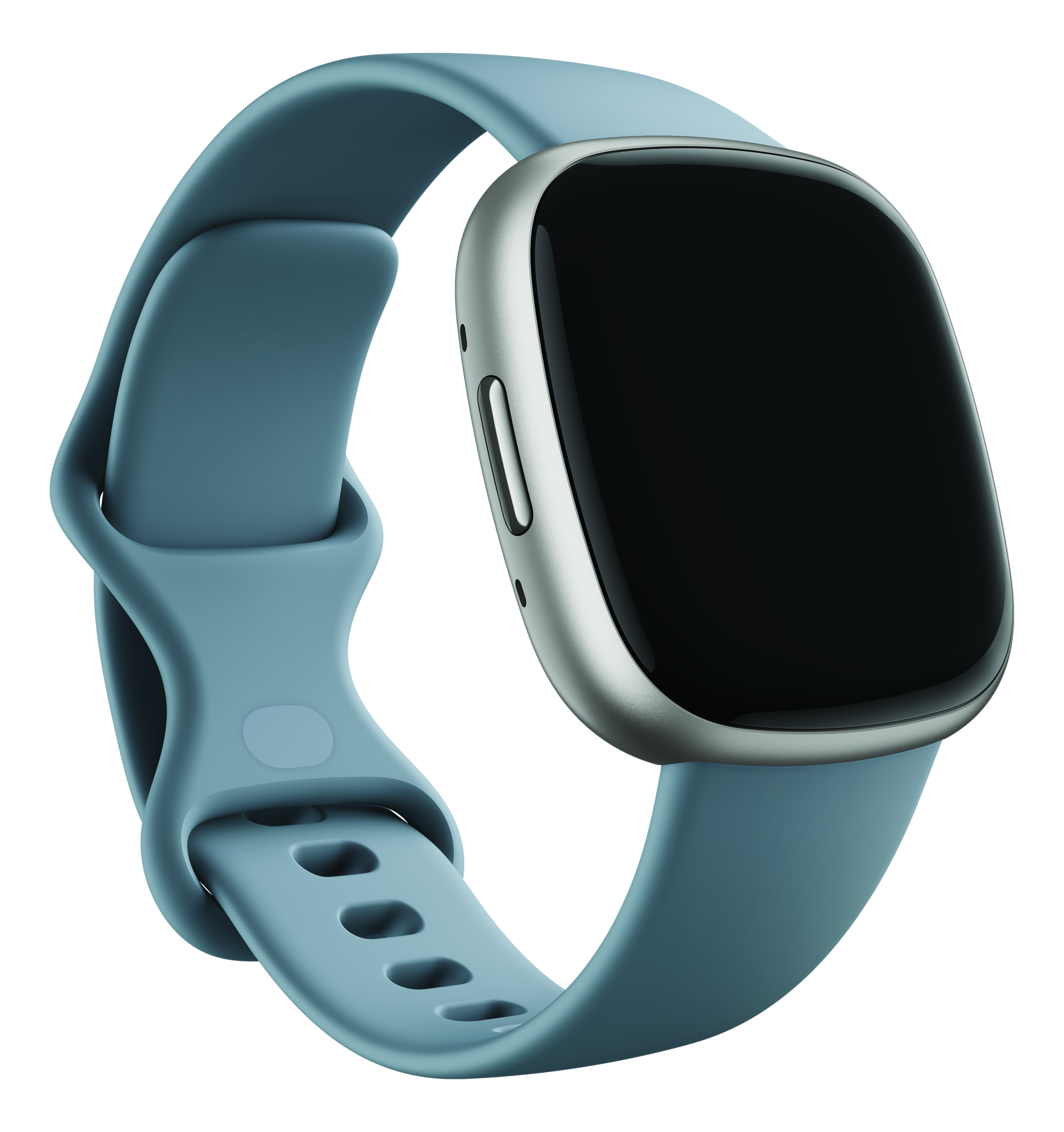 FITBIT Versa 4 - Smartwatch fitness (S: 129-175 mm, L: 158-209 mm, -, Blu/Alluminio in Platino)