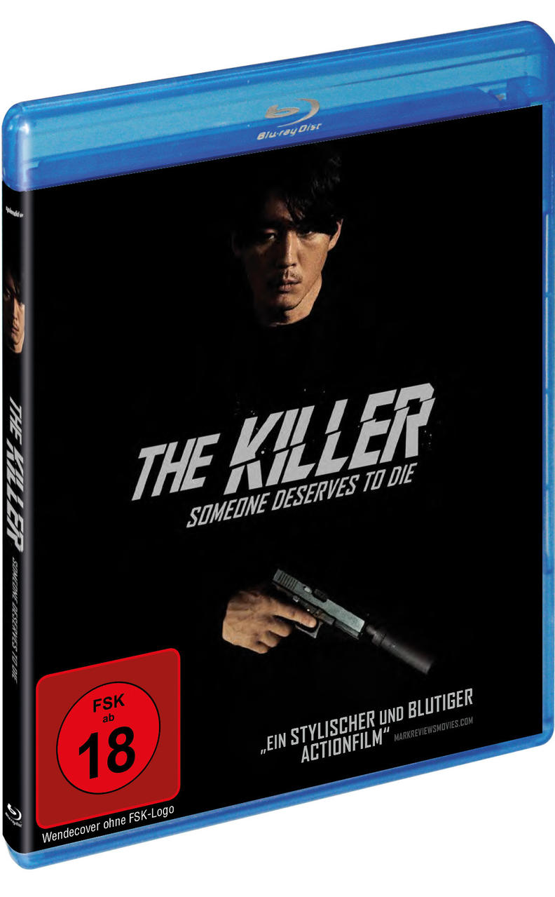Blu-ray-Disc-Cover mit einem Mann, der eine Waffe hält, und Filmtitel.