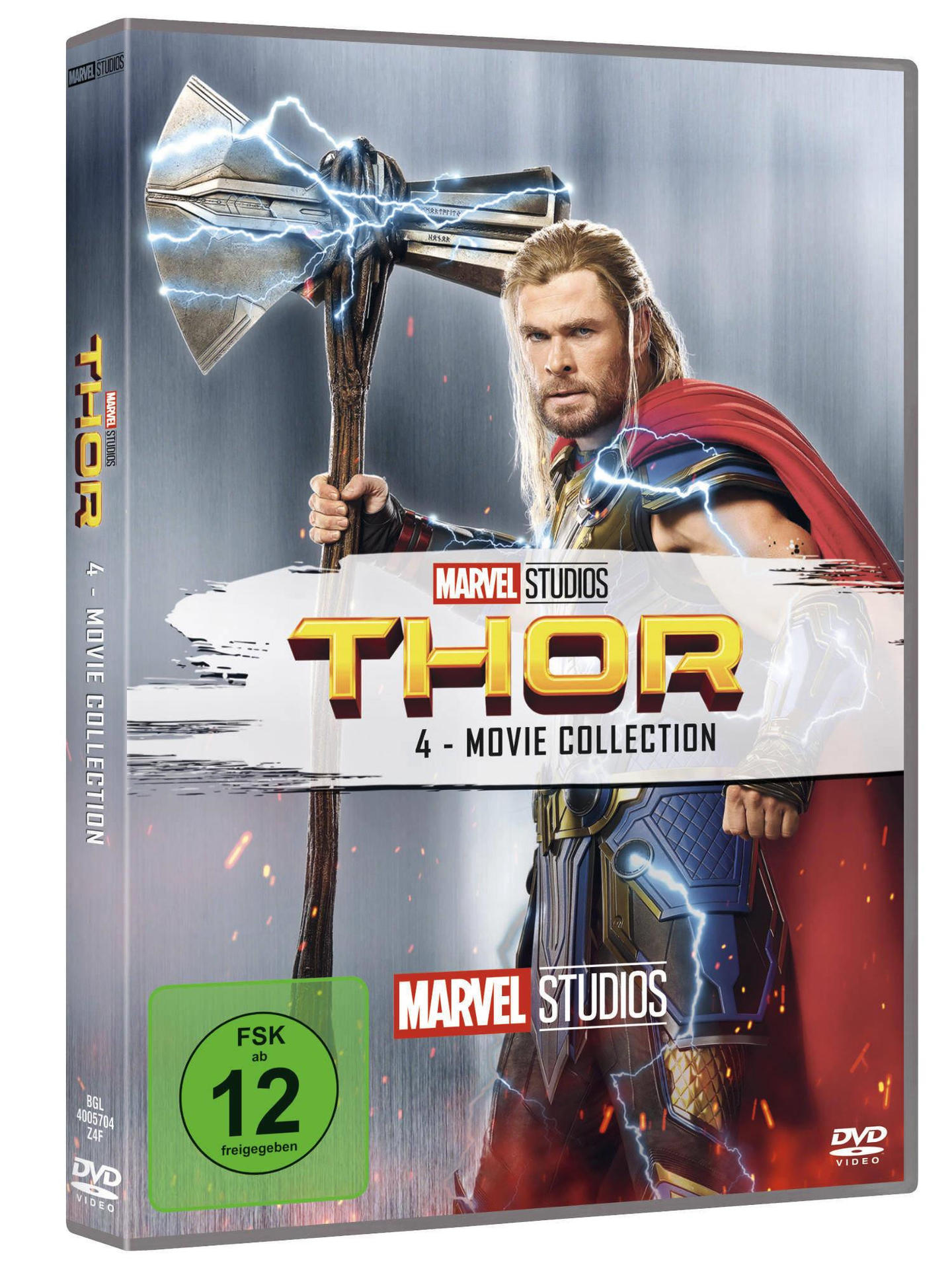 DVD-Hülle der Thor-Filmsammlung. Das Cover zeigt Thor mit seinem Hammer und den Filmtitel.