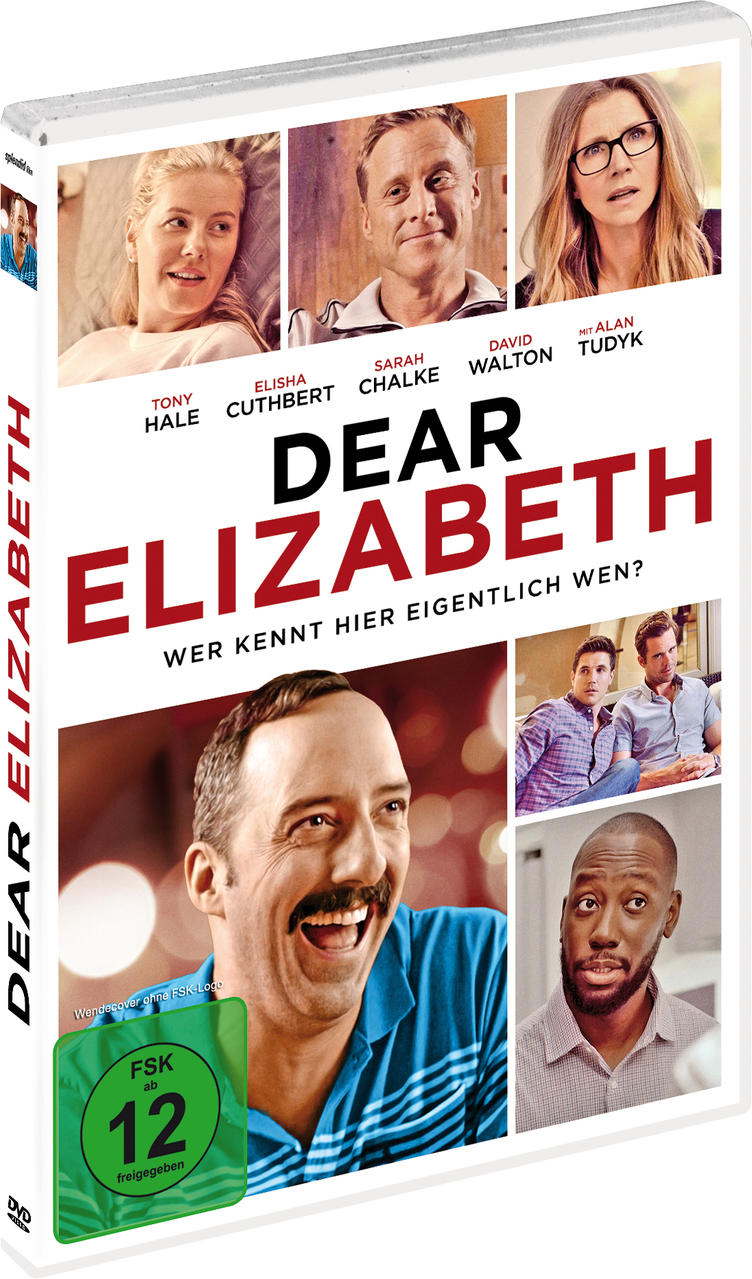 Filmcover mit Schauspielern und Text: 'Liebe Elizabeth' und 'Wer kennt eigentlich wen?'