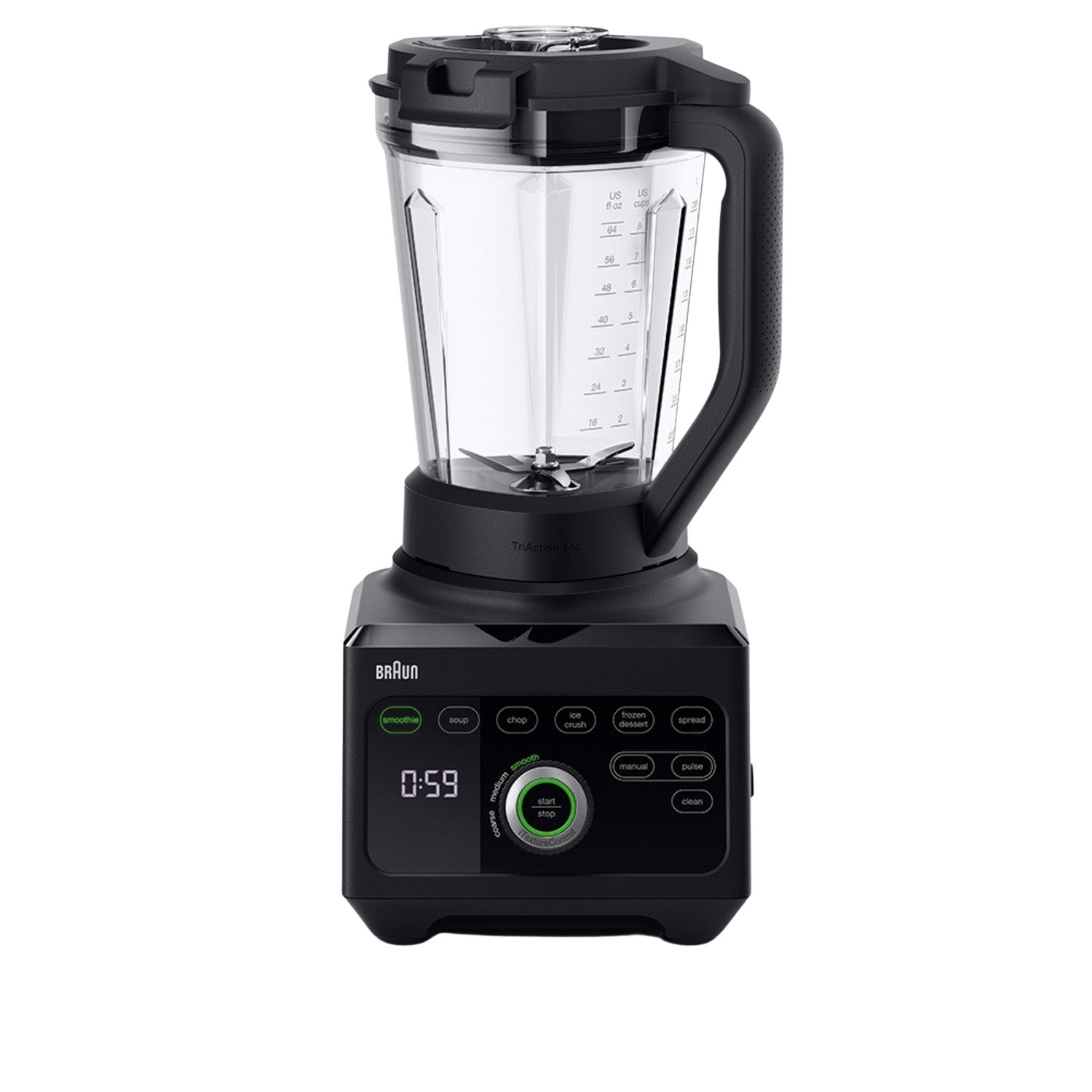 Batidora de vaso - Braun Power Blend 9 JB 9040, 1600 W, 3 l, 18 Programas, 10 Velocidades, Tecnología TriAcción, Negro