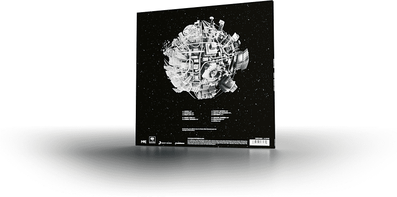 Az album borítója egy városszerű szerkezet részletes fekete-fehér illusztrációját mutatja csillagos háttéren.