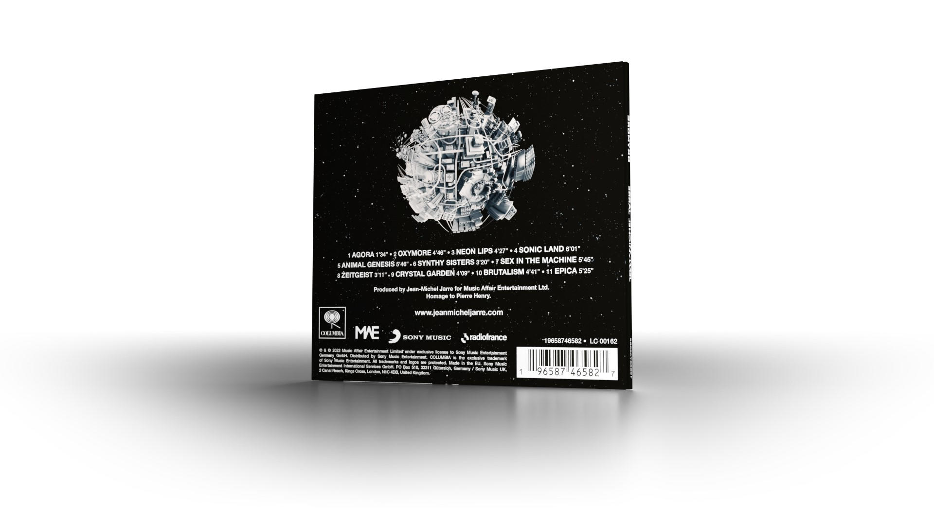 CD borító űrtémájú képpel és a számok adataival.